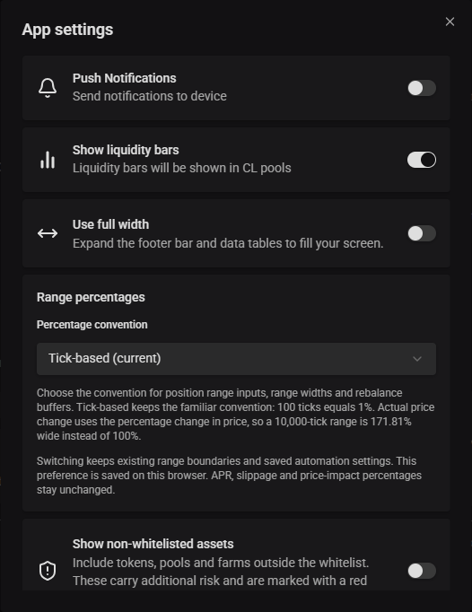 App settings with borderless preference cards