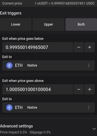 Auto-Exit trigger choices and collapsed advanced summary on mobile