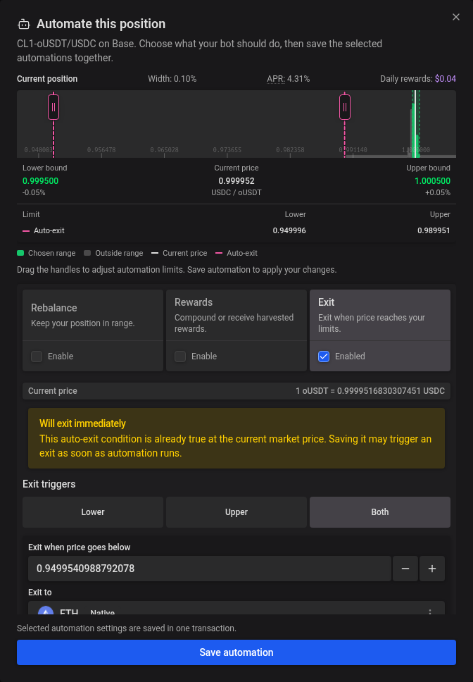 Immediate-exit warning within the settings modal