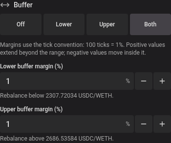 Buffer percentages with minus and plus controls