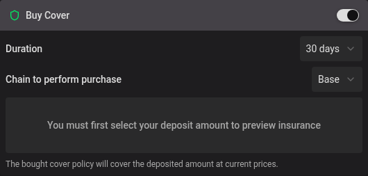 Buy Cover settings in the deposit form