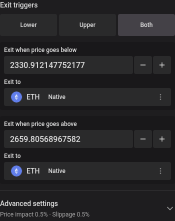 Auto-Exit settings in the deposit widget