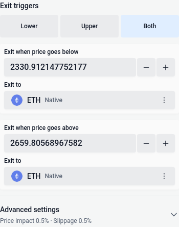 Auto-Exit settings in the deposit widget