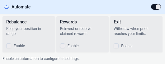 Deposit automation chooser and enabled settings