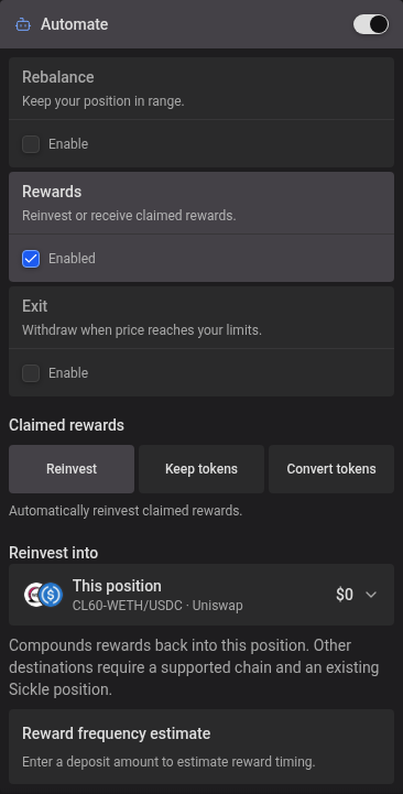 Claimed reward choices on a phone