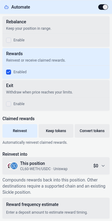Claimed reward choices on a phone