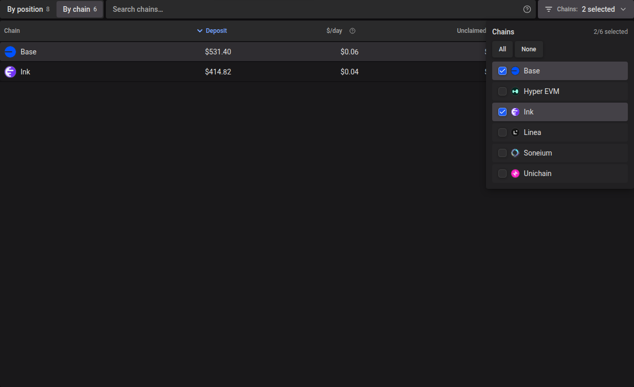 Chain search and multi-select filter