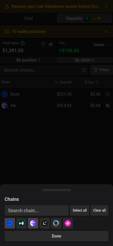 Chain search and filter on mobile
