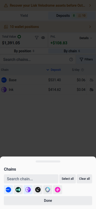 Chain search and filter on mobile