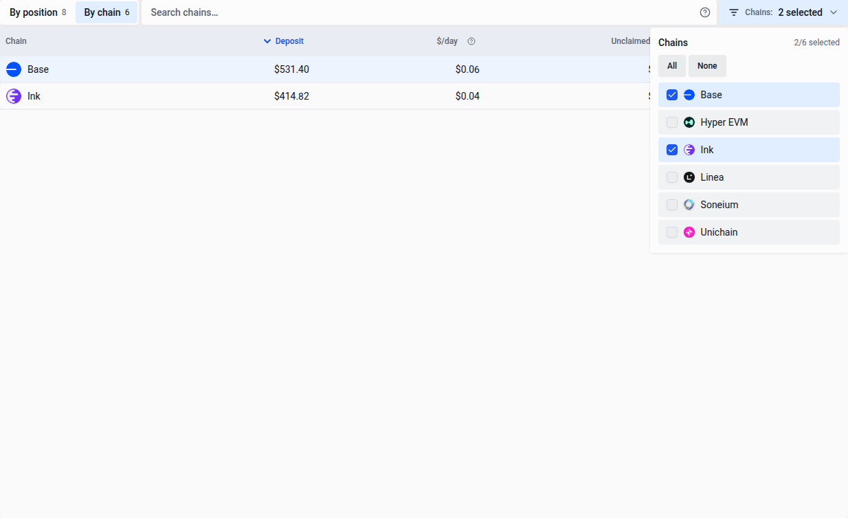 Chain search and multi-select filter