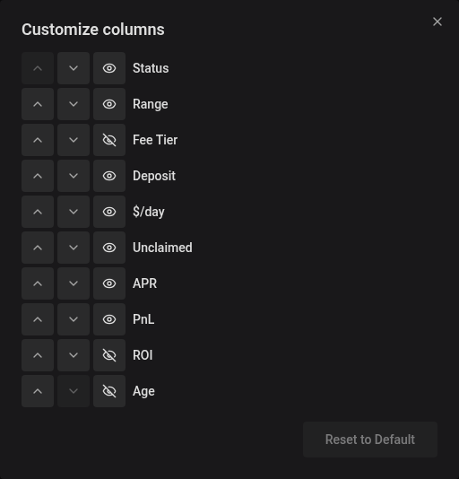 Individual column controls in Deposits