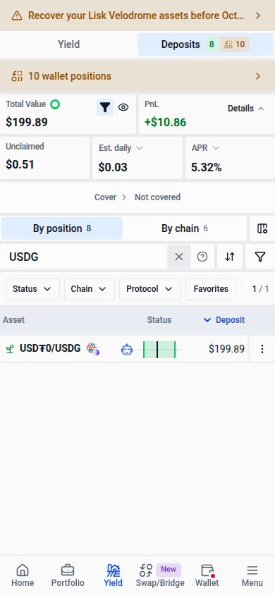 Mobile KPIs following the position search with the funnel button enabled