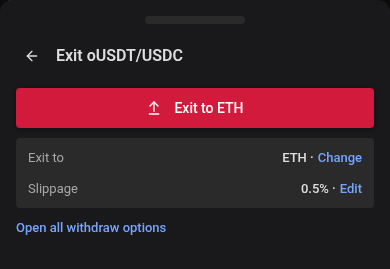 Exit view in the phone Position actions menu