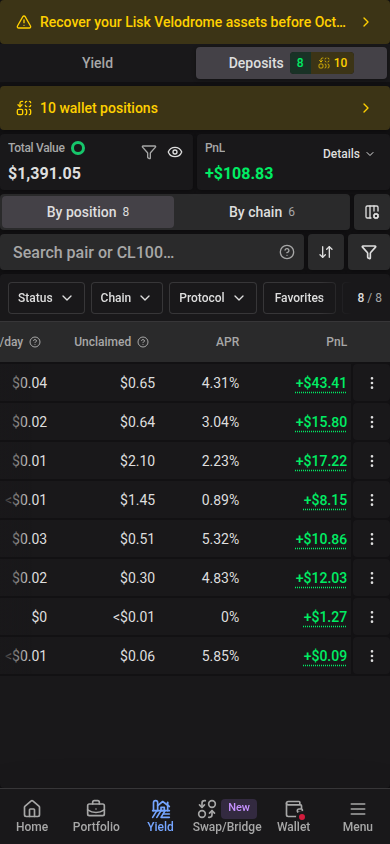 Deposit columns after scrolling sideways on mobile