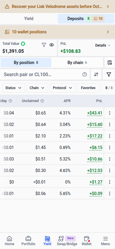 Deposit columns after scrolling sideways on mobile