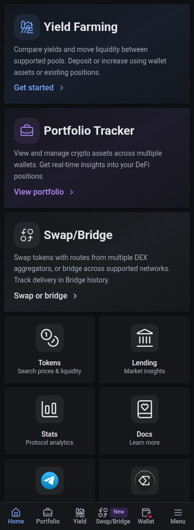 Home feature cards on mobile