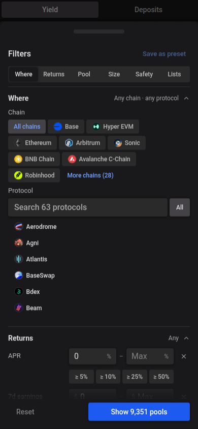 Filter extra incentives on mobile
