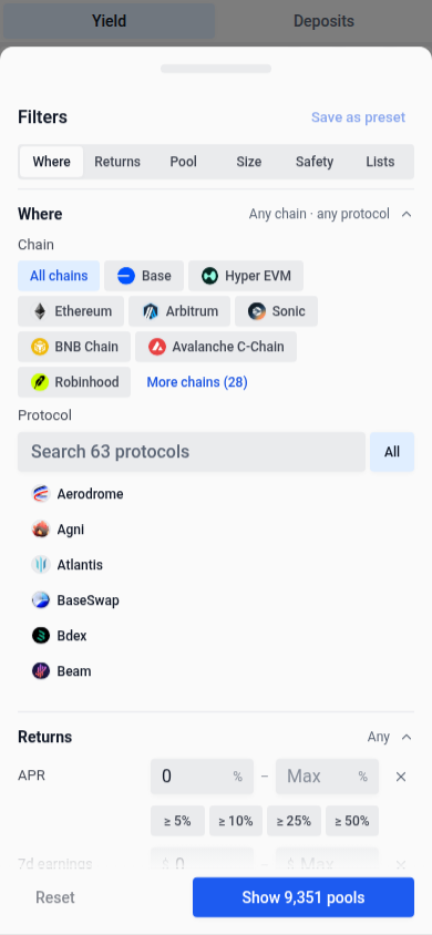 Filter extra incentives on mobile