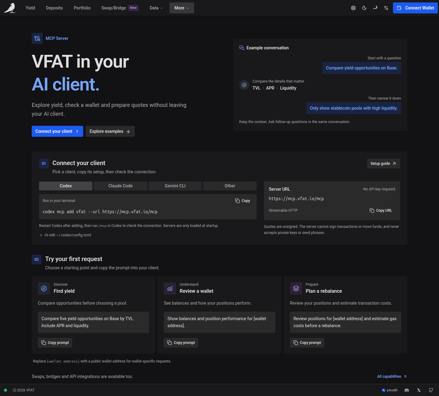 Connect an AI client and try a starter prompt