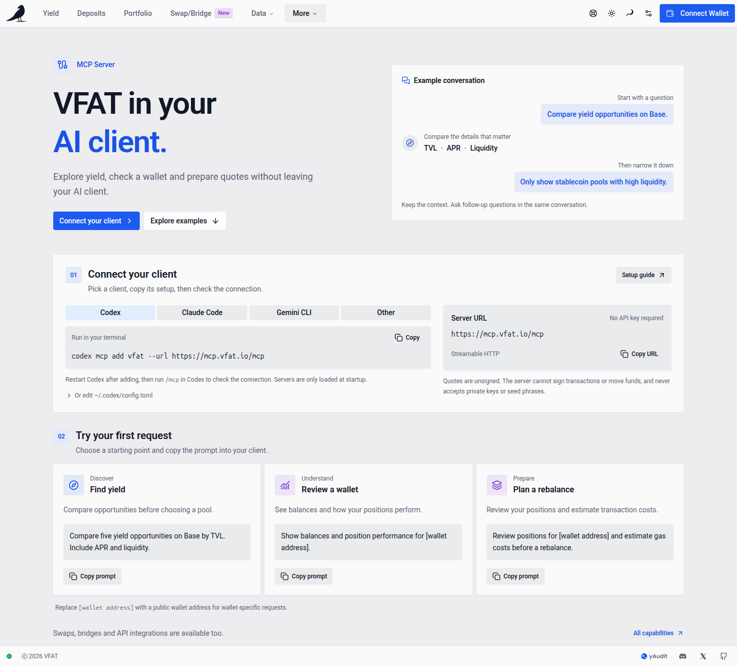 Connect an AI client and try a starter prompt