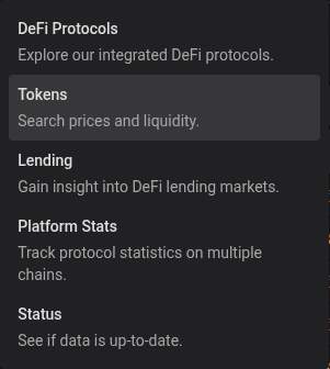 Data navigation menu