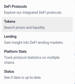 Data navigation menu
