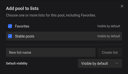 Choose lists for a pool