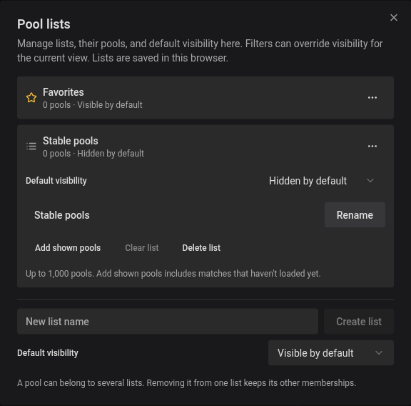 Manage pool lists and their members