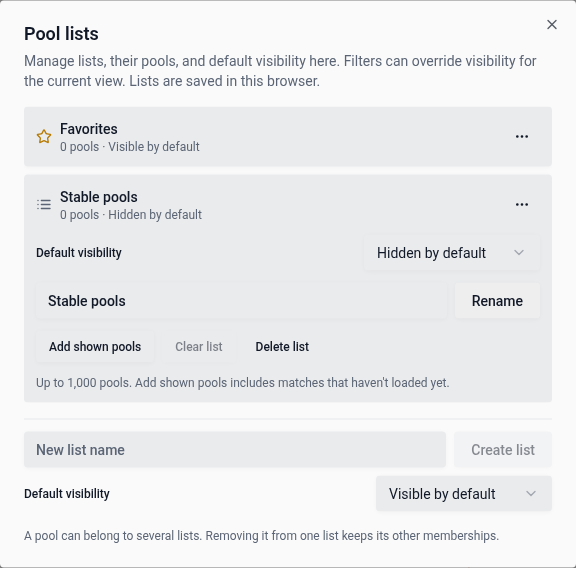 Manage pool lists and their members
