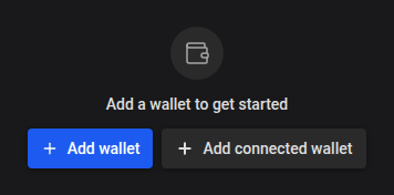Empty portfolio with adjacent wallet buttons