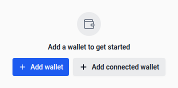Empty portfolio with adjacent wallet buttons