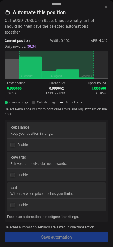 Automation chooser on a phone