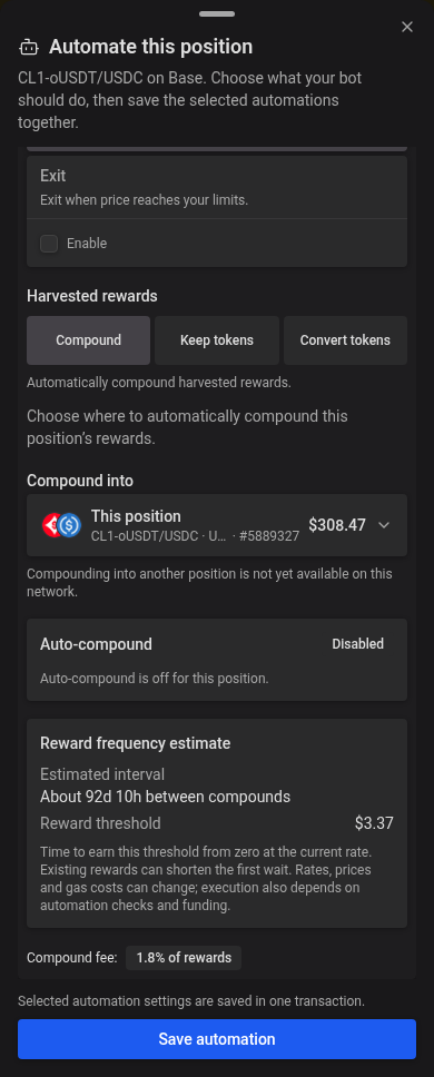 Reward choices in the mobile automation drawer