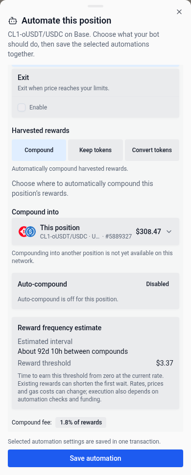 Reward choices in the mobile automation drawer
