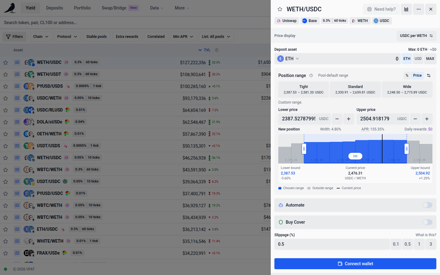 Entering fixed quote-token price boundaries