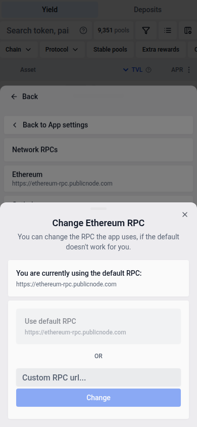Custom RPC form in a mobile bottom drawer