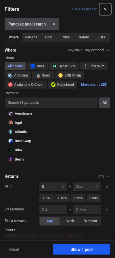 A named search saved with the current filters