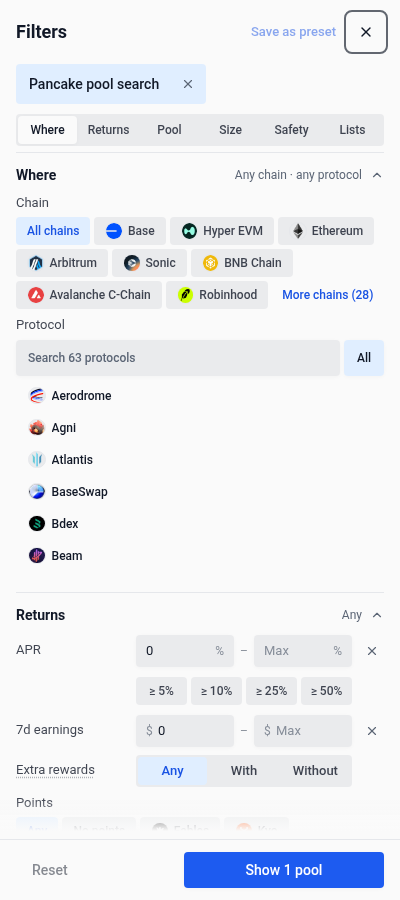 A named search saved with the current filters